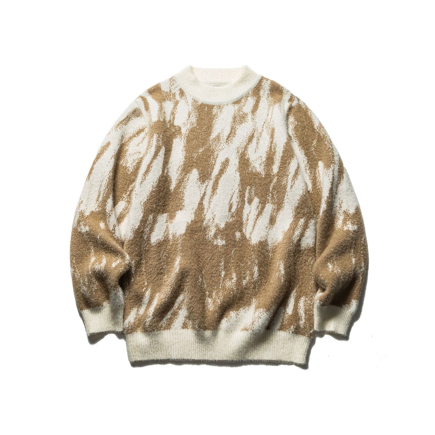 Color-block Jacquard Knitwear Loose Fit Casual Unisex Pullover Sweater