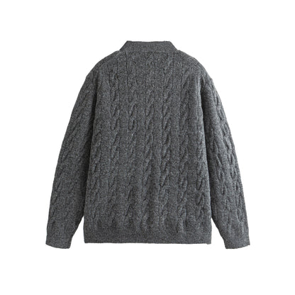 Round Neck Loose Fit  Knit Cardigan Casual Regular Fit