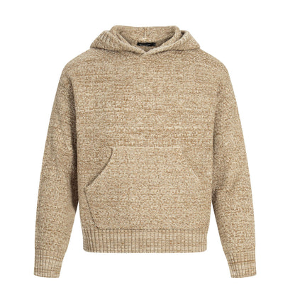 Vintage High-End Knit Hoodie for Men, Old Money Style, Trendy Short and Wide Fit Sweater