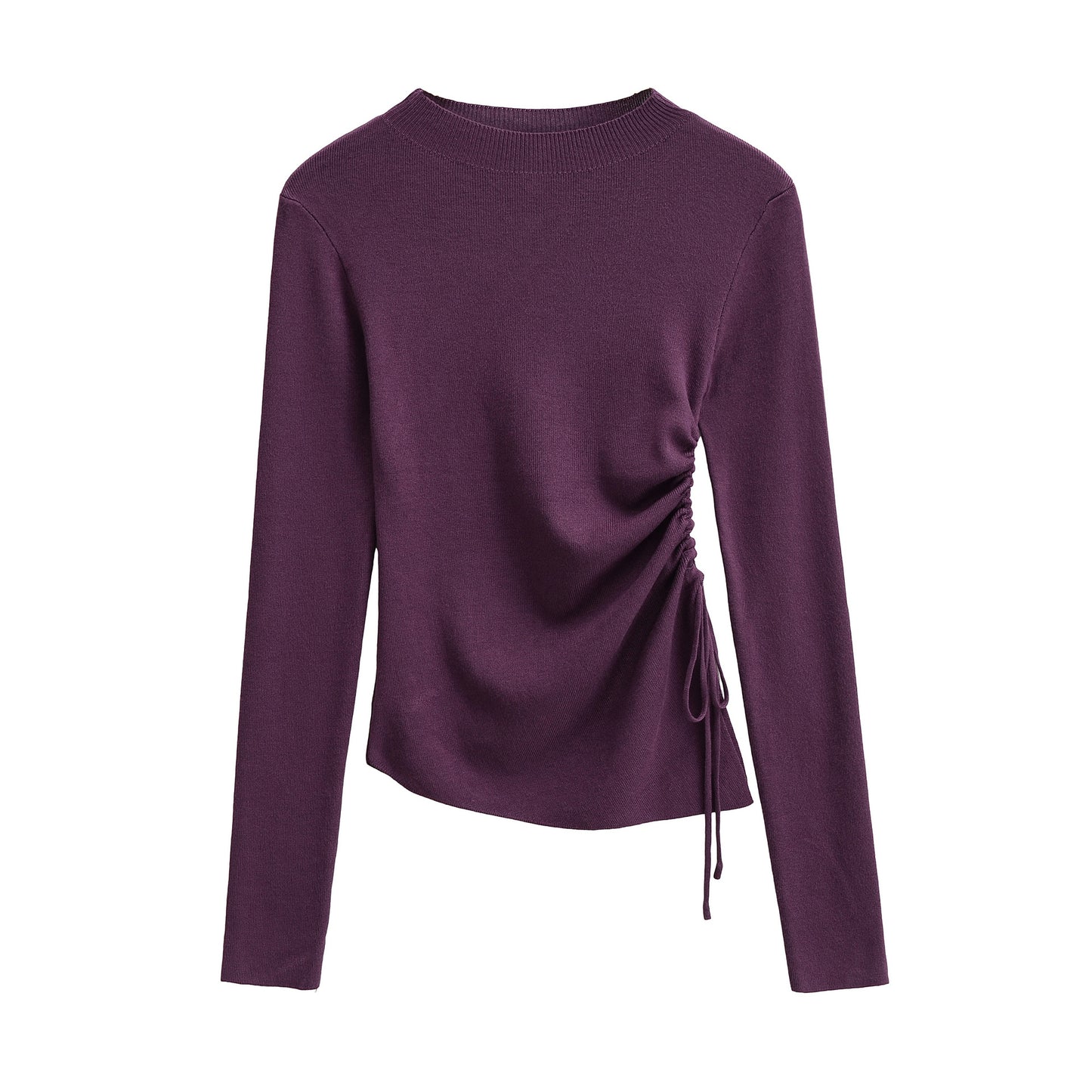 Wrinkle slim fit design long sleeved diagonal sweater