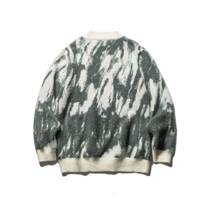 Color-block Jacquard Knitwear Loose Fit Casual Unisex Pullover Sweater